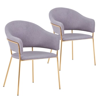 Ulrick - Lot de 2 chaises/fauteuils tissu gris