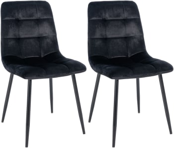 Tilde - Lot 2 Chaises avec pieds en métal assise en velours Noir