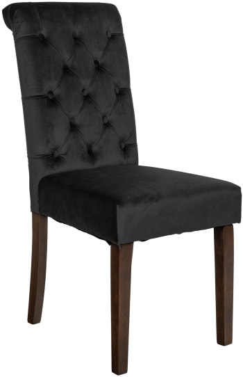 Lisburn - Silla de comedor con pies de bois y asiento de terciopelo negro
