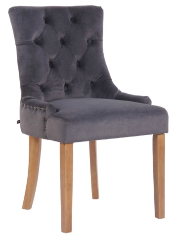 ABERDEEN - Silla con patas de madera y asiento en terciopelo gris oscuro