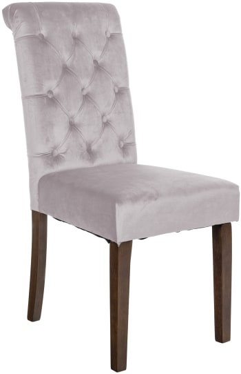 Lisburn - Silla de comedor con pies de bois y asiento de terciopelo gris