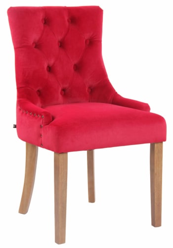 ABERDEEN - Silla con patas de madera y asiento en terciopelo rojo