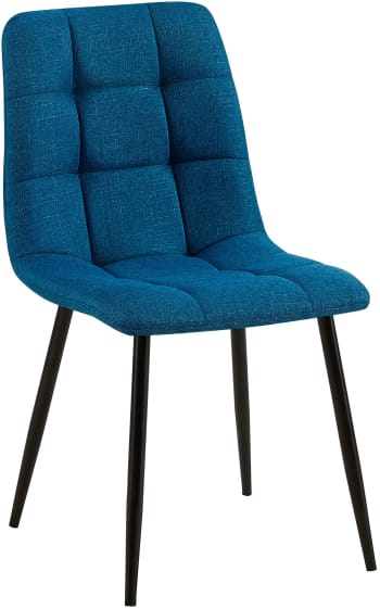 Tilde - Chaise de salle à manger avec pieds en métal en tissu Bleu
