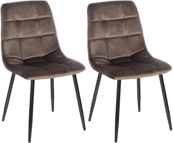 Tilde - Set de 2 silla de comedor con asiento de terciopelo marrón