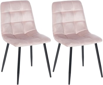 Tilde - Lot 2 Chaises avec pieds en métal assise en velours Rose