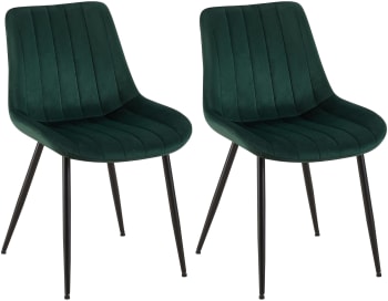 RAHDEN - Lot 2 chaises avec pieds métal et assise en velours Vert