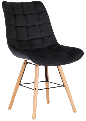 LENI - Chaise de salle à manger avec pieds bois assise en velours Noir