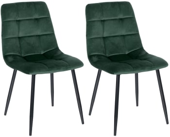 Tilde - Lot de 2 chaise salle à manger et assise en velours Vert