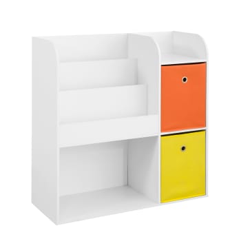 Meuble de rangement étagère pour jouets enfants casiers amovibles cadre  blanche GKR04W SONGMICS 12 compartiments de 4 couleurs et de 2 dimensions  différentes, 86 x 26,5 x 78 cm (L x l x h) - Conforama