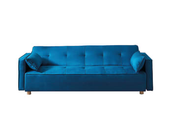 Copenhague - Canapé scandinave convertible 3 places en tissu bleu canard