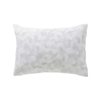 Parcelles cévennes - Taie d'oreiller bicolore en coton gris 50x70