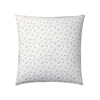 Fleurs de lin - Taie d'oreiller en percale de coton bleu clair 64x64