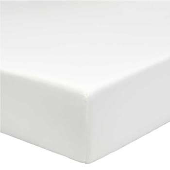 Mont-blanc - Drap houssse uni en coton blanc 90x190