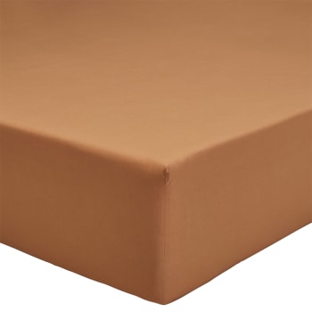 Vanoise - Drap housse en coton brun 140x200