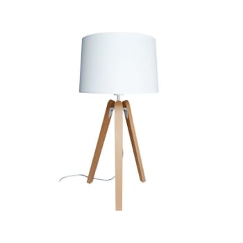 Essence - Lampe à poser bois h59cm blanc