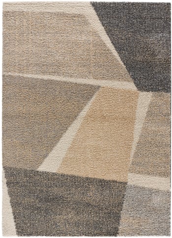 CESKY - Tappeto shaggy grigio e beige, 133X190 cm