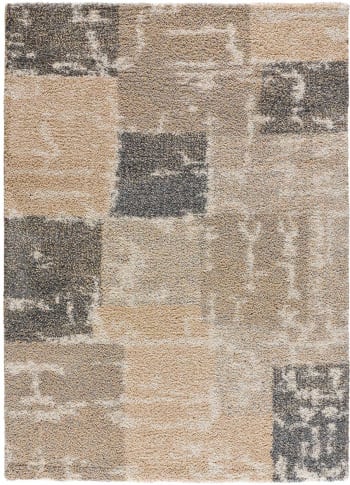 Tappeto rotondo intessuto jacquard beige stampa grigio antracite, D200  PARADIS