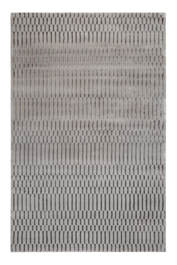 Linn - Alfombra plana de patrón y relieve en tonos de gris 200x290