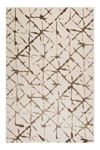 Solveig - Tapis plat à motif et relief beige et brun 160x225