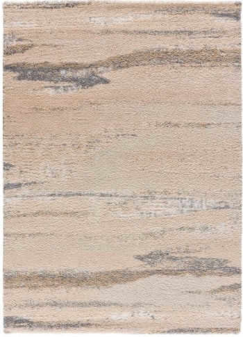 ENYA - Tapis shaggy aux textures mélangées beige, 133X190 cm