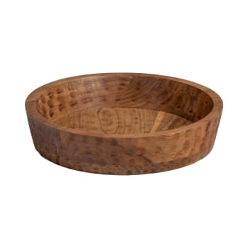 Creative Co-op Ridged Mango Wood Footed Bowl Ciotola, Legno, Marrone