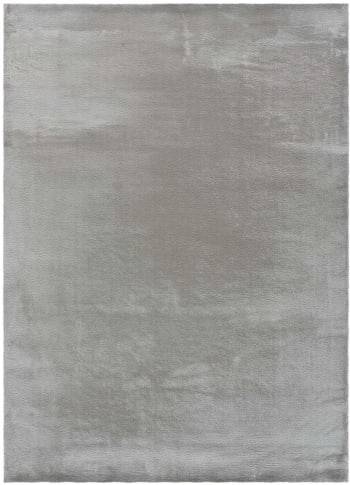 XIANA - Alfombra suave lavable lisa plata, 60X110 cm