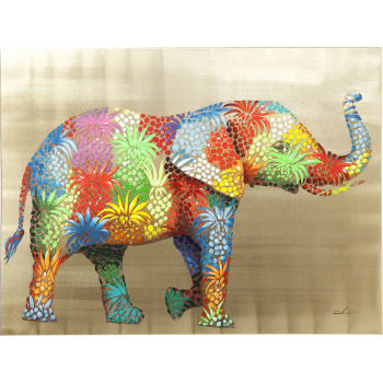 Leinwandbild mit Elefanten, mehrfarbig, 120x90cm