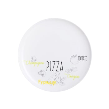Friend's time - Assiette à pizza blanche décorée 32,3 cm