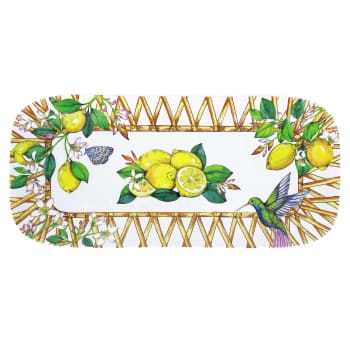 Capri - Piatto lungo 37,5 cm in melamina con stampa di limone