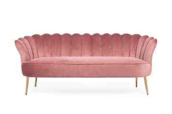 Jada - Sofa 3-sitzer aus Samt, rosa