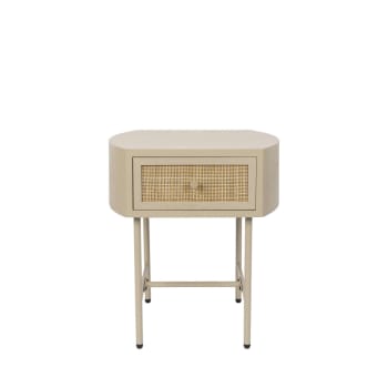 Amaya - Table de chevet 1 tiroir en bois et métal beige