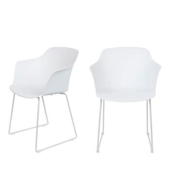 Tango - Lot de 2 fauteuils de table en plastique et métal blanc