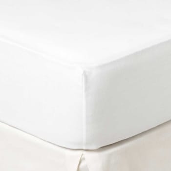 BAJERA AJUSTABLE BLANCO - Sábana bajera ajustable Blanco Cama de 150  ALGODÓN PERCAL 200 HILOS