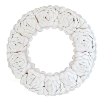 FLEUR - Cercle décoratif en coquillages, blanc D25 cm