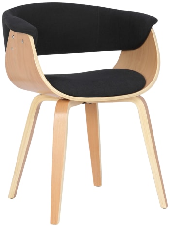 Bruce - Chaise avec pieds en bois assise en tissu Noir
