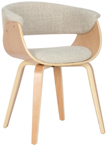 Bruce - Chaise avec pieds en bois assise en tissu Crème