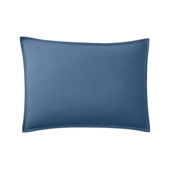 Basque - Taie d'oreiller unie en coton bleu 50x70