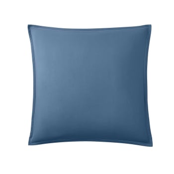 Basque - Taie d'oreiller unie en coton bleu 64x64