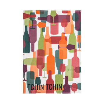 Tchin tchin - Torchon imprimé en coton multicolore 50x75