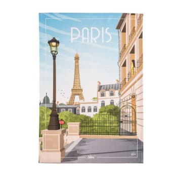 Paris - Torchon imprimé en coton multicolore 50x75