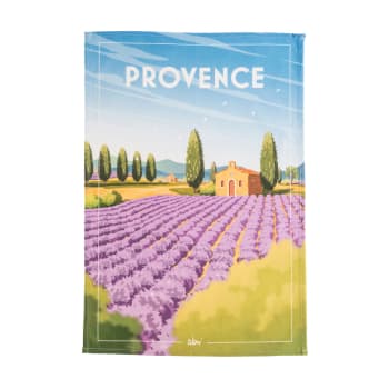 Provence - Torchon imprimé en coton multicolore 50x75