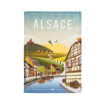 Alsace - Torchon imprimé en coton multicolore 50x75