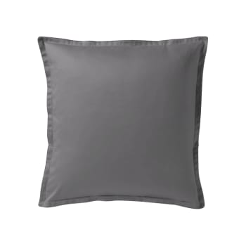 TEOPHILE - Taie d'oreiller en satin de coton gris 65x65