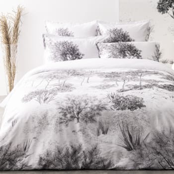 Housse de couette en satin de coton noir et blanc 240x220 DUNE