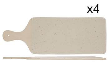 AMUSE - Lot de 4 Planches à servir en Grès, beige, 39,5 x 14 cm