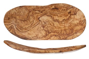 OLIVIER - Obstschale aus Olivenholz, braun, 33-38x16-24 cm