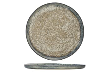 BEGONA - 4er-Set flache Teller aus Steingut, braun, D27,5 cm