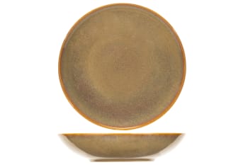 BLOOM - 6er-Set tiefe Teller aus Steingut, grün, D21,5 cm