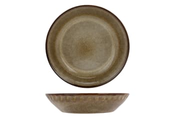 ARAKI - 4er-Set tiefe Teller aus Steingut, braun, D21,5 cm