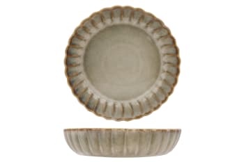 ASTERA - 2er-Set tiefe Teller aus Steingut, Silber, D21,7 cm